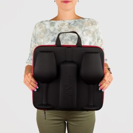 Etui na wino z 2 kieliszkami do wina Black Premium diVinto