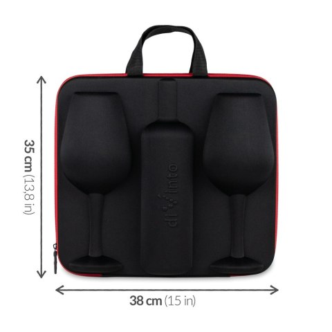 Etui na wino z 2 kieliszkami do wina Black Premium diVinto